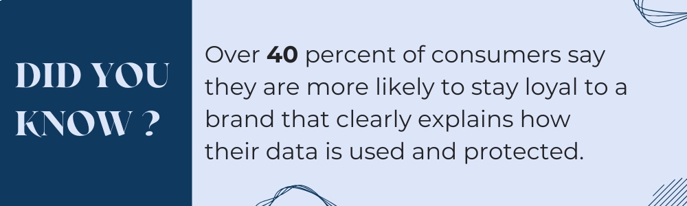 Woman reviewing clear data privacy information on a computer screen